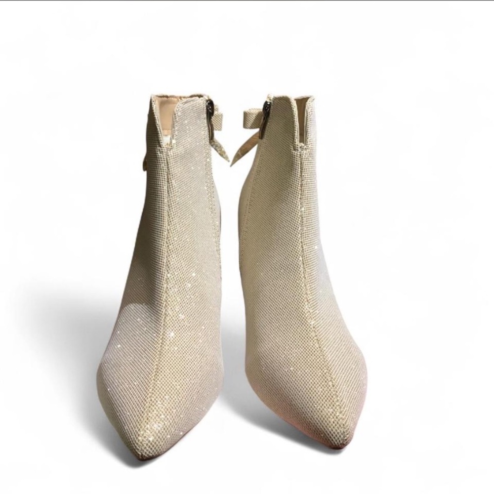 Glamorous beige glitter ankle boots